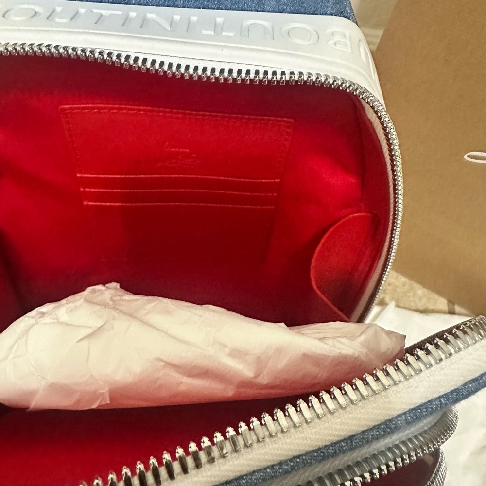 authentic Christian Louboutin Loubifunk Dégradé Denim & Jacquard Backpack - Picture 8 of 11